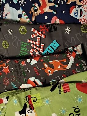 Christmas Rudolph & Frosty Penguin & Bumble Nursing Scrub Tops (4 Pieces)